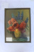 Full view of framed pastel painting