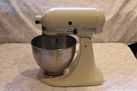 Left-side view of mixer with bowl attached