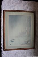 Full view of framed print displaying artwork, frame, and mat