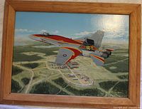 Framed aircraft painting close-up