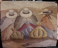 Full view of tapestry showing design and signature