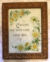 Front view of framed print showing verse and floral design