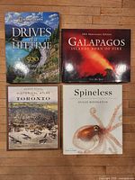 All four hardcover books laid out showing front covers