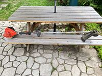 Full view of Echo SRM-225 string trimmer on bench