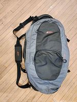 Top view of closed convertible duffel showing exterior color, handles, shoulder strap