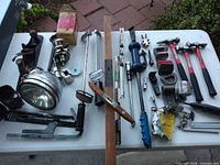 Overall lot layout showing variety of tools on table
