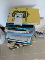 Stack of mixed books showing variety of sizes and formats
