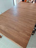 Full top view of solid oak dining table