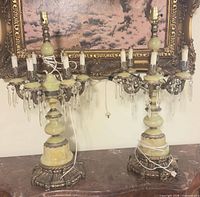 Both candelabra lamps side by side showing overall design and materials