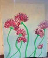 Full view of floral oil painting on canvas