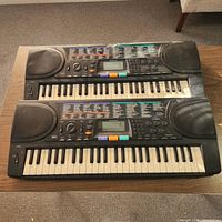 Two Radioshack MD-500 keyboards top view