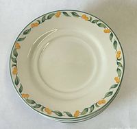 Stack of saucers showing rim pattern