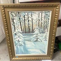 Full view of framed oil painting
