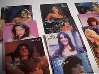 Fronts of several cards showing names Ginger Lynn, Traci Lords, Fallon, Shame, Linda Lovelace, Megan Leigh, Desiree Cousteau