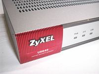 Front left view showing Zyxel logo, USG40 label and LED indicators