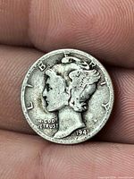 Obverse of 1941 Mercury dime, year visible