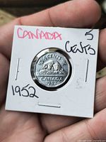 Coin obverse side in holder showing beaver reverse design and date