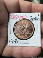 1968 Ireland 1 penny coin in cardboard flip