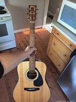 Full view of guitar front showing body, neck and pickguard