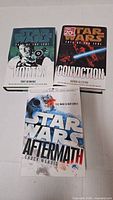 Front covers of the three hardcover Star Wars novels