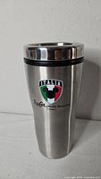 Front view showing Italia Epcot graphic on stainless body