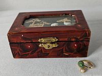 Ring and closed wood box