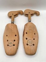 Pair of Salamander wooden shoe stretchers showing full view