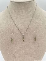 Full view necklace on stand with matching earrings
