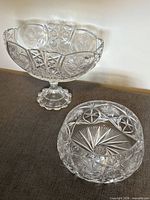 Compote and bowl full view showing size difference and cut patterns