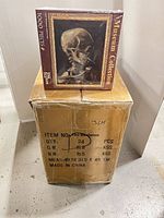 Sealed puzzle box on top of shipping carton showing Skull artwork and Museum Collection branding