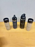 All four Yeti drinkware items on tabletop