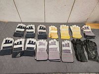All 15 pairs arranged in two rows showing styles and quantities