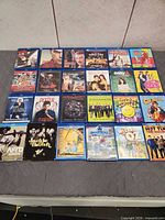 Overall view of all 24 Blu-ray cases in four rows