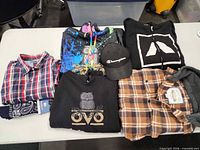 Overview of all apparel items laid on table