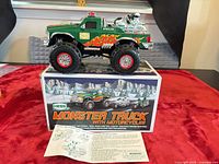 Truck, motorcycles on box with instructions