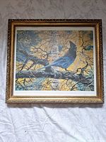 Full view of framed print showing bird subject and frame