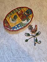 Front view of platter and wall hook showing design and overall condition