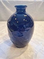 Front view of cobalt blue ceramic vase