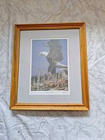 Full view of framed print with mat and frame visible