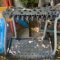Full view of Rubbermaid garden tool organizer assembled