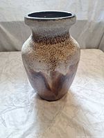 Full view of West German fat lava vase showing glaze pattern and shape