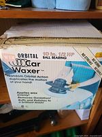 Carton showing WEN orbital car waxer/polisher specifications 10 in 1/2 HP