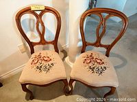 Pair of walnut balloon back chairs, front view