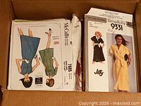 Top view of first box showing McCall’s and Simplicity pattern envelopes