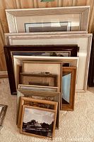 Front view showing stacked frames of various sizes and colours