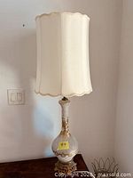 Full view of the table lamp with shade attached