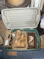 Overview of tote filled with multiple baskets and trays