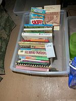 Top view of bin showing full assortment of books