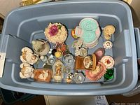Overhead view of tote and all collectible items