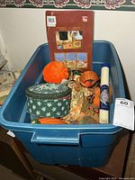 Overview of blue tote and contents
